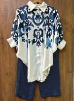 Imported Blue Casual Wear Printed Readymade Cord Set